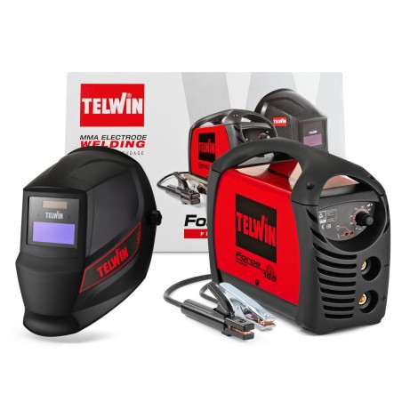 TELWIN SALDATRICE INVERTER AD ELETTRODO FORCE 165 230V + ACC. + MASCHERA AUTOMATICA TELWIN - 1